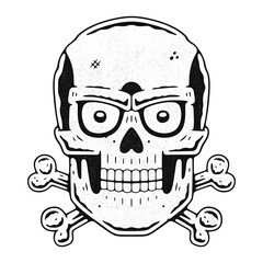 Funny skull. Modern logo retro skull dude.