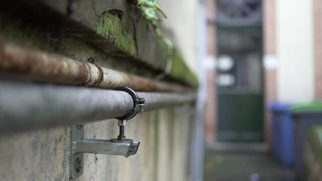 Pipes on wall concrete plumbing