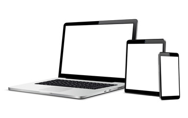 Laptop, phone, digital tablet pc mock up