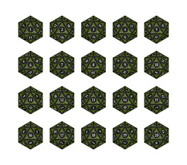 D20 Dice for Boardgames, Numbered Faces From Top View