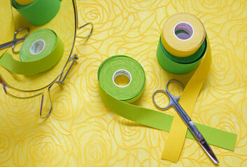 Colored kinesio tapes for firm face and neck skin