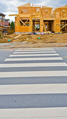 Crosswalk to a house under construction in Vancouver, Canada.
