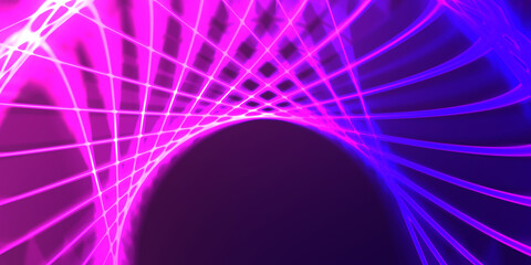 Neon colorful abstract design of light waves. Digital background with neon light glowing effect. Bright rays wallpaper.