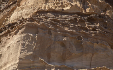 Gran Canaria, amazing sand stone erosion figures in ravines on Punta de las Arenas cape on the western part of the island, also called Playa de Artenara
