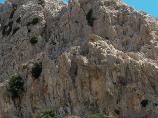 A big rock on mountain. in close- up rocks .mountain landscape 