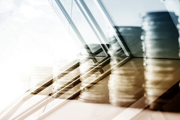 Financial data in term of a digital prices on LED display. A number of daily market price and quotation of prices chart to represent candle stick tracking in Forex trading.