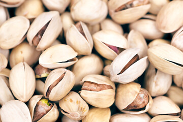 Roasted and salted pistachios in shell