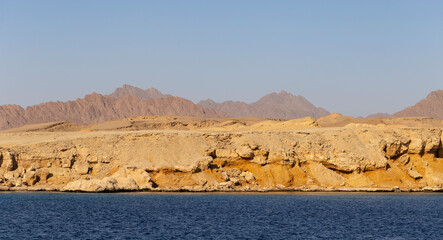 The Red Sea coast. Rocks and mountains of the Sinai Peninsula-Seascape.