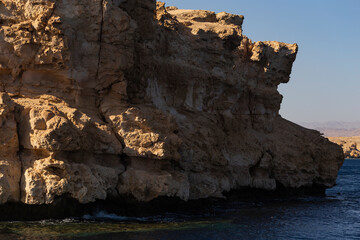 The Red Sea coast. Ras Mohammed National Park. Rocks and mountains of the Sinai Peninsula-Seascape.