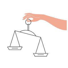 vector flat style scale justice A symbol of right decision and act. - 428245991