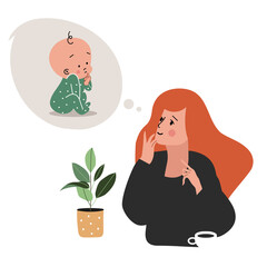 vector flat style modern illustration woman with a kid - 428246124