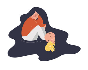 vector flat style modern illustration postpartum depression - 428246173