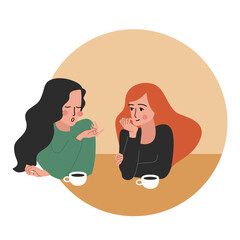 vector flat style modern illustration girls drinking tea