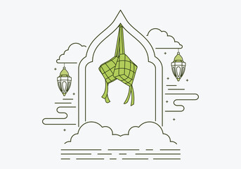 eid celebration illustration in line design style