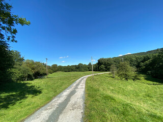 Country path, leading to Crookrise Forest, on a hot summers day near, Skipton, Yorkshire, UK