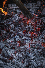 the coal left over from the fire is suitable for cooking
