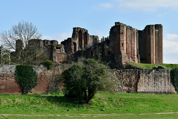 Landscape with the ruins of Kenilworth castle and walls, Kenilworth, England, UK