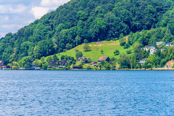 Waterview on Swiss village near Lucerne, Switzerland.