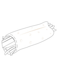 hand drawn illustration of a burrito