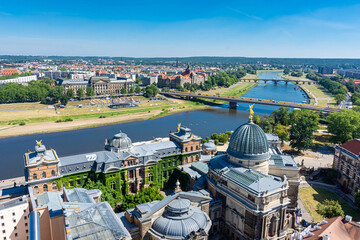 Aerial view over Dresden Historic Center, Germany