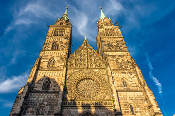 Facade of Nuremberg Cathedral, in Germany