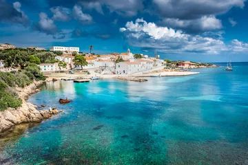 Keuken foto achterwand La Pelosa Strand, Sardinië, Italië Beautiful town and beach of Cala d'Oliva in Asinara island, Sardinia