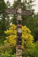 Colorful Totem pole in Canada