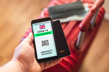 Covid 19 passport United Kingdom immunity passport traveling  bag and passport
