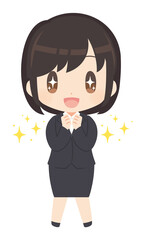 期待の眼差しのビジネススーツ姿の女性