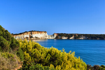 Fototapeta na wymiar Rocky cliff at Gerakas beach on Zakynthos island