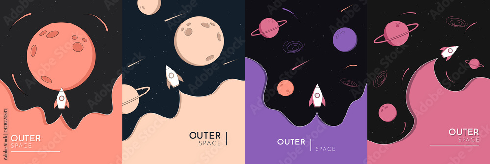 Canvas Prints vector illustration in abstract flat style. minimalist color backgrounds collection. space explorati