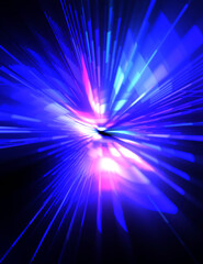 Obraz premium Futuristic lens flare. Light explosion star with glowing particles and lines. Beautiful abstract rays background.