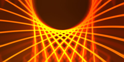 Neon colorful abstract design of light waves. Digital background with neon light glowing effect. Bright rays wallpaper.