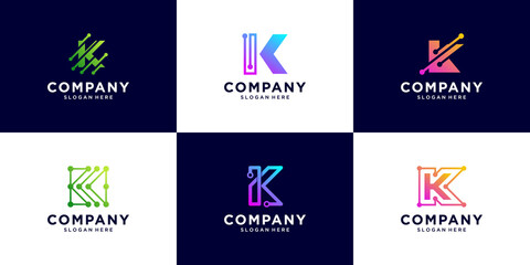 Set of Creative Letter K Logo design Technology