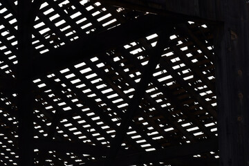 A shot of an interior of an old barn