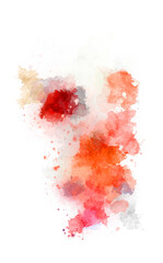 Watercolor painted background with blots and splatters. Brush stroked painting. 2D Illustration.