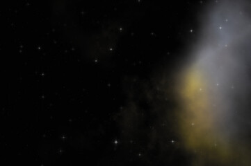 Obraz premium Star field in galaxy space with colorful nebula. Sci fi background of deep space. Ethereal wallpaper.