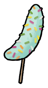 手描きベクター食べ物イラスト素材 水色のチョコバナナのイラスト 縁日 お祭り 屋台の食べ物 Stock Vector Adobe Stock