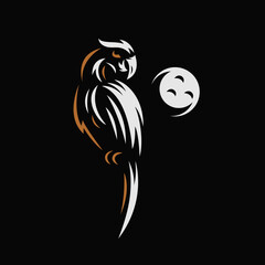 Ara Macaw Design Inspiration - Isolated vector Illustration on black background - Creative vintage logo, icon, symbol, sticker, emblem, badge - Art for exclusive product