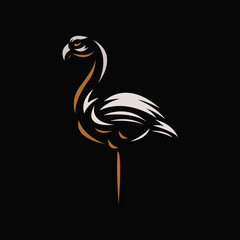 Premium Flamingo Design Combination Inspiration - Isolated vector Illustration on black background - Creative vintage logo, icon, symbol, sticker, emblem, badge - Art for exclusive product