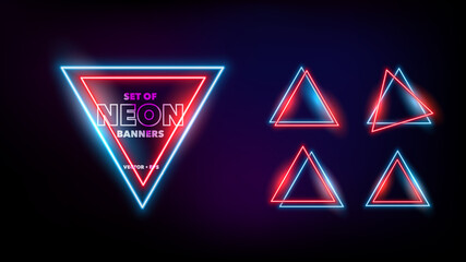 Set of Neon Banners Vector