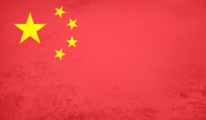 China grunge, old, scratched style flag