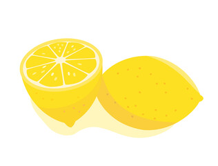 レモンと輪切りのレモンのイラスト