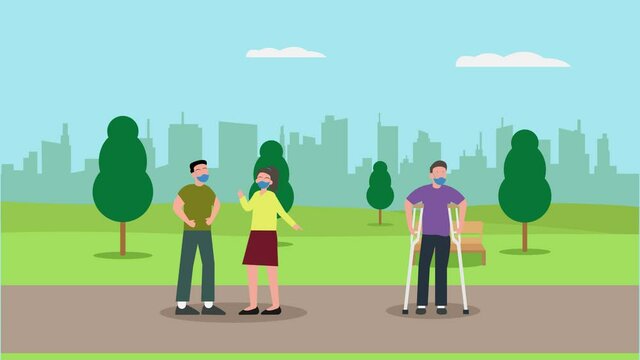 Couple bullying and laugh at disabled man in park