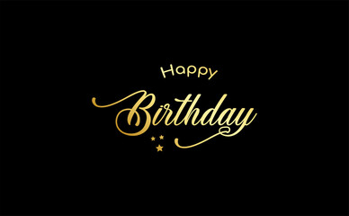 Vector illustration: Handwritten modern brush lettering of Happy Birthday on black background. Typography design. Greetings card.