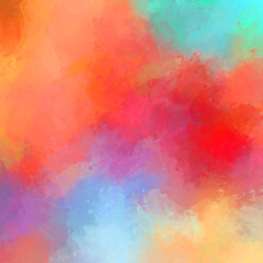 Painted composition with vibrant brush strokes. Textured colorful painting. Paint brushed wallpaper.