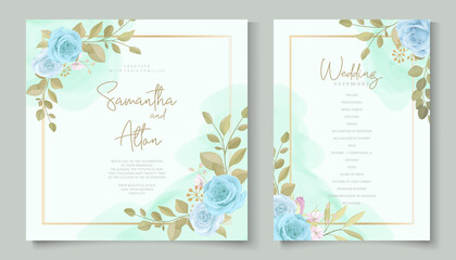 Fototapeta na wymiar Elegant floral wedding invitation design with beautiful floral