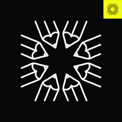 8 Pencils logo design in Line Art Style that form star-shape, Logo vector in EPS 8