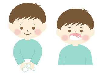 手洗い　うがい　男の子