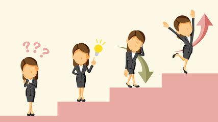 課題を解決して成功する人物のイラスト	